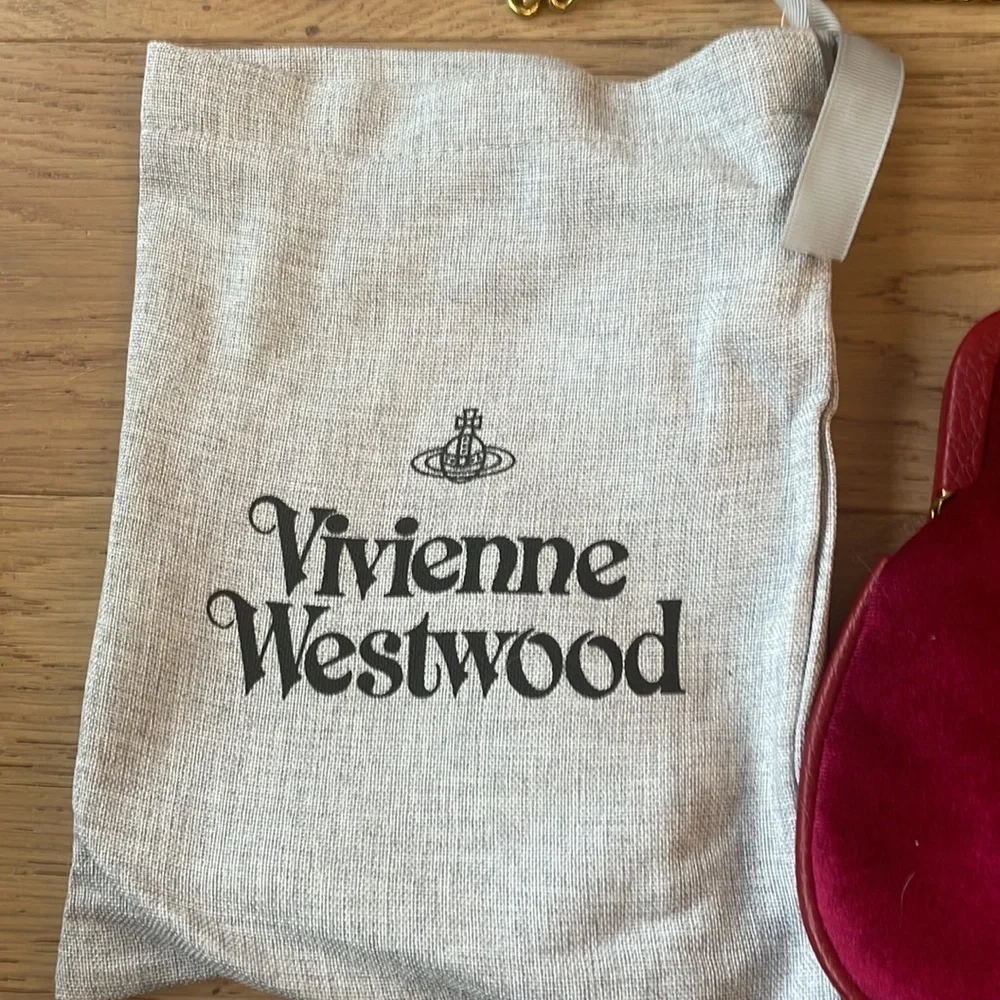 Vivienne Westwood Red Velvet Crossbody Bag Dust Bag 2 Straps